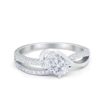 Accent Fashion Wedding Ring Oval Shape Simulated CZ 925 Sterling Silver